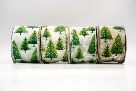 Glittering Christmas Tree Wired Ribbon - Glittering Christmas Tree Wired Ribbon